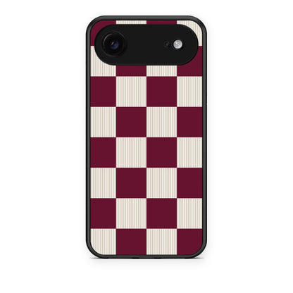 Θήκη iPhone 17 Air Burgundy and Cream Striped Checks από τη Smartfits με σχέδιο στο πίσω μέρος και μαύρο περίβλημα | iPhone 17 Air Burgundy and Cream Striped Checks case with colorful back and black bezels