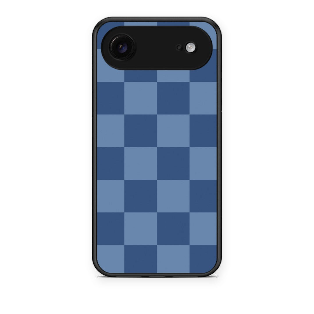 Θήκη iPhone 17 Air Denim Blue Checkerboard από τη Smartfits με σχέδιο στο πίσω μέρος και μαύρο περίβλημα | iPhone 17 Air Denim Blue Checkerboard case with colorful back and black bezels