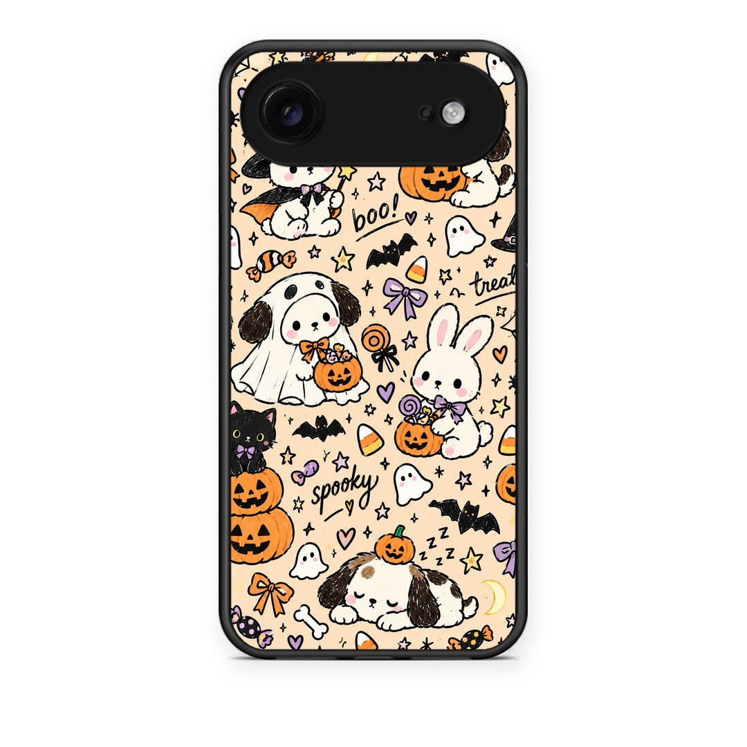 Θήκη iPhone 17 Air Halloween Puppies and Friends on Cream από τη Smartfits με σχέδιο στο πίσω μέρος και μαύρο περίβλημα | iPhone 17 Air Halloween Puppies and Friends on Cream case with colorful back and black bezels