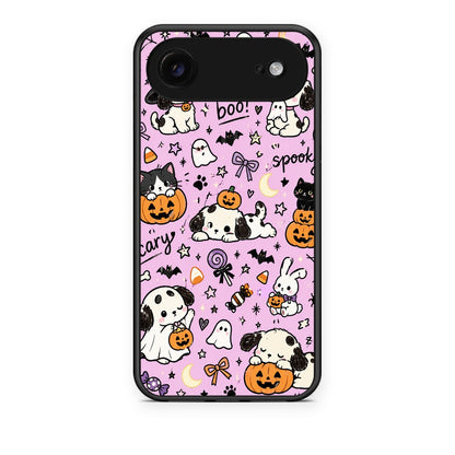 Θήκη iPhone 17 Air Halloween Puppies and Friends on Lilac από τη Smartfits με σχέδιο στο πίσω μέρος και μαύρο περίβλημα | iPhone 17 Air Halloween Puppies and Friends on Lilac case with colorful back and black bezels