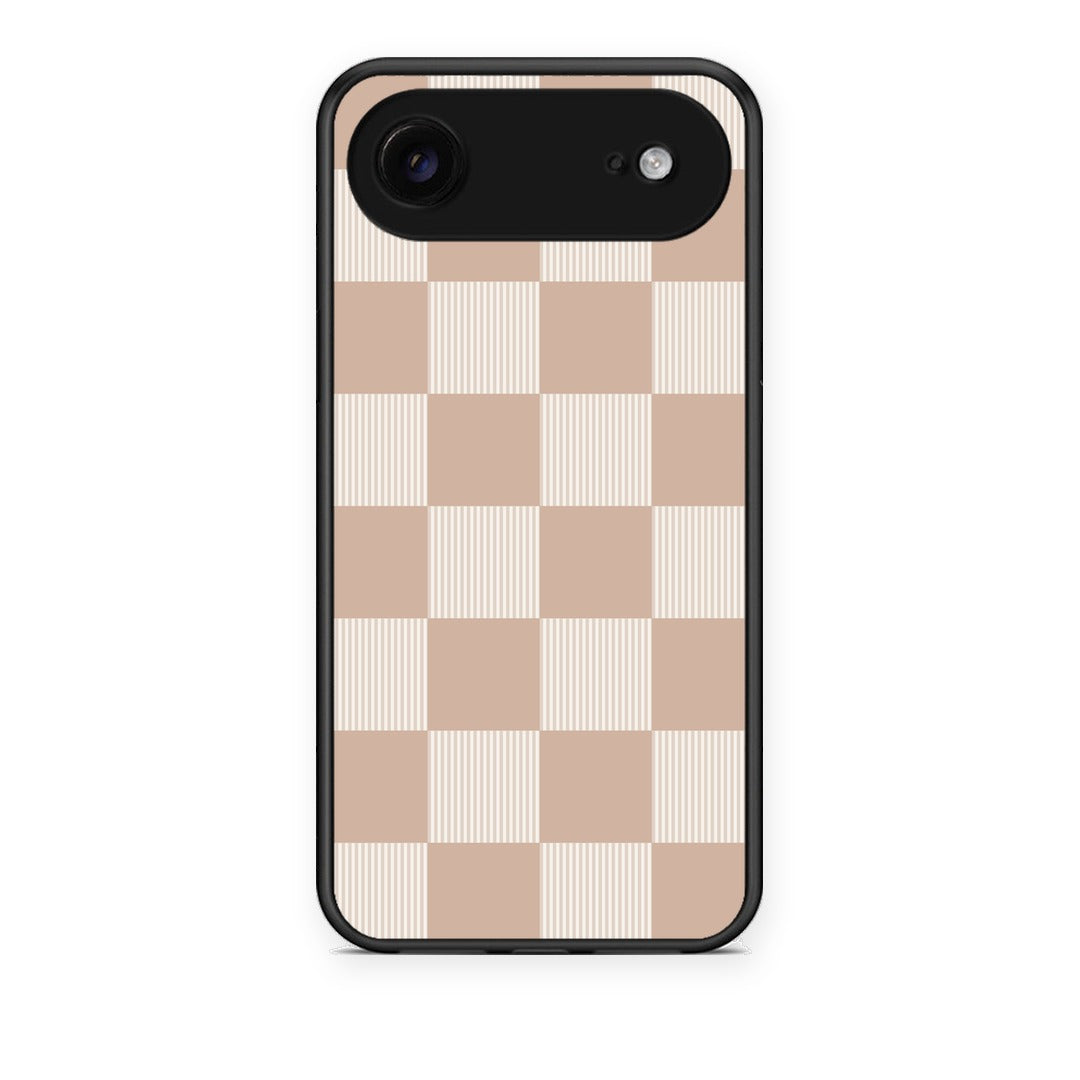 Θήκη iPhone 17 Air Latte and Cream Striped Checks από τη Smartfits με σχέδιο στο πίσω μέρος και μαύρο περίβλημα | iPhone 17 Air Latte and Cream Striped Checks case with colorful back and black bezels