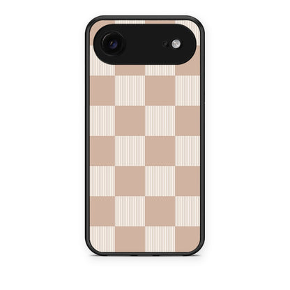 Θήκη iPhone 17 Air Latte and Cream Striped Checks από τη Smartfits με σχέδιο στο πίσω μέρος και μαύρο περίβλημα | iPhone 17 Air Latte and Cream Striped Checks case with colorful back and black bezels