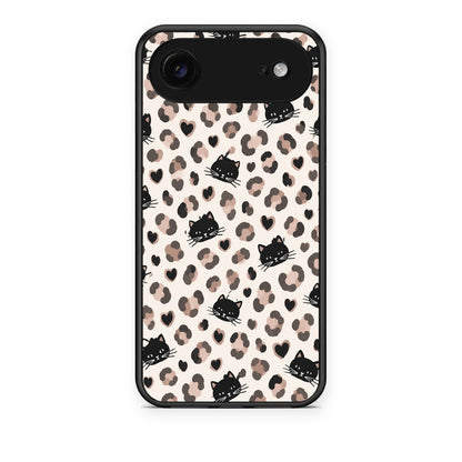 Θήκη iPhone 17 Air Leopard Spots and Black Cats on Cream από τη Smartfits με σχέδιο στο πίσω μέρος και μαύρο περίβλημα | iPhone 17 Air Leopard Spots and Black Cats on Cream case with colorful back and black bezels