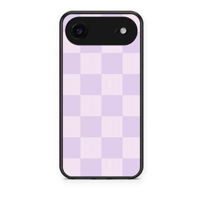 Θήκη iPhone 17 Air Lilac and Cream Striped Checks από τη Smartfits με σχέδιο στο πίσω μέρος και μαύρο περίβλημα | iPhone 17 Air Lilac and Cream Striped Checks case with colorful back and black bezels