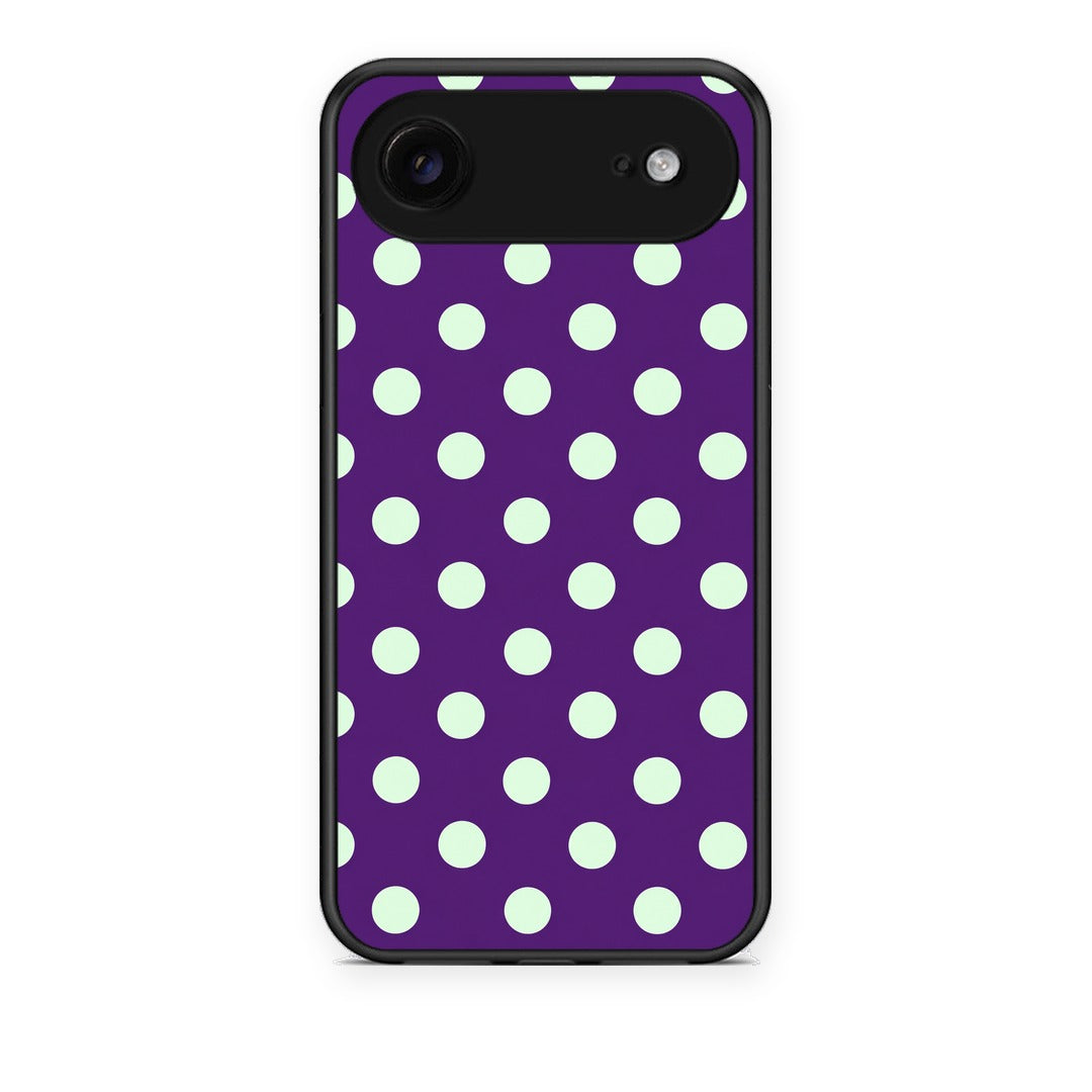Θήκη iPhone 17 Air Mint Polka Dots on Purple από τη Smartfits με σχέδιο στο πίσω μέρος και μαύρο περίβλημα | iPhone 17 Air Mint Polka Dots on Purple case with colorful back and black bezels