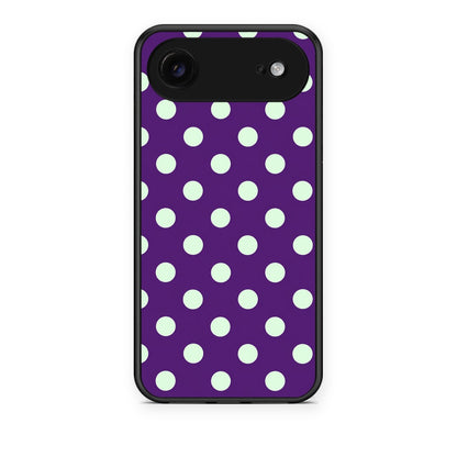 Θήκη iPhone 17 Air Mint Polka Dots on Purple από τη Smartfits με σχέδιο στο πίσω μέρος και μαύρο περίβλημα | iPhone 17 Air Mint Polka Dots on Purple case with colorful back and black bezels