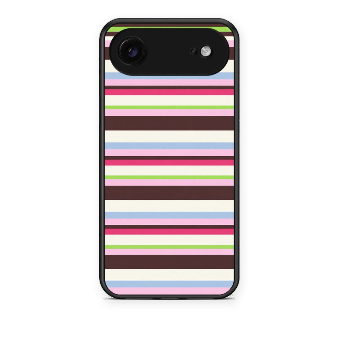Θήκη iPhone 17 Air Multicolour Horizontal Stripes από τη Smartfits με σχέδιο στο πίσω μέρος και μαύρο περίβλημα | iPhone 17 Air Multicolour Horizontal Stripes case with colorful back and black bezels