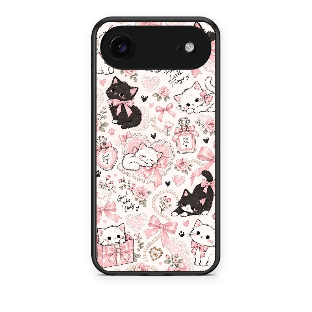 Θήκη iPhone 17 Air Pink Bows and Kittens Collage από τη Smartfits με σχέδιο στο πίσω μέρος και μαύρο περίβλημα | iPhone 17 Air Pink Bows and Kittens Collage case with colorful back and black bezels