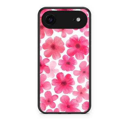 Θήκη iPhone 17 Air Pink Watercolour Flowers on White από τη Smartfits με σχέδιο στο πίσω μέρος και μαύρο περίβλημα | iPhone 17 Air Pink Watercolour Flowers on White case with colorful back and black bezels