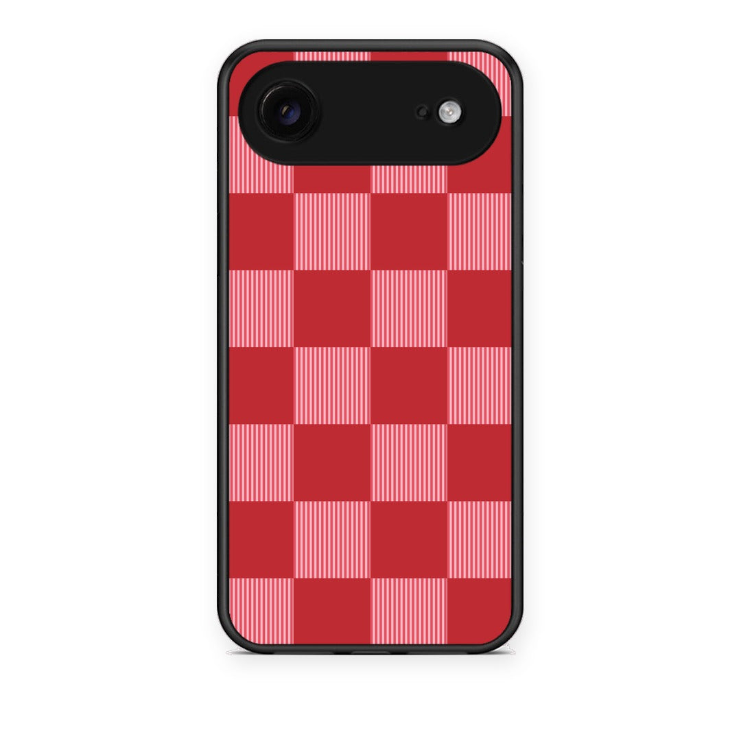 Θήκη iPhone 17 Air Red and Pink Striped Checks από τη Smartfits με σχέδιο στο πίσω μέρος και μαύρο περίβλημα | iPhone 17 Air Red and Pink Striped Checks case with colorful back and black bezels