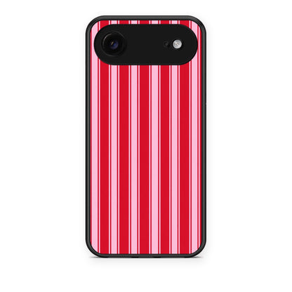 Θήκη iPhone 17 Air Red and Pink Vertical Pinstripes από τη Smartfits με σχέδιο στο πίσω μέρος και μαύρο περίβλημα | iPhone 17 Air Red and Pink Vertical Pinstripes case with colorful back and black bezels