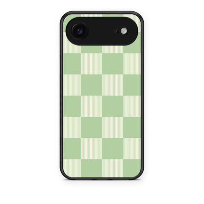 Θήκη iPhone 17 Air Sage and Cream Striped Checks από τη Smartfits με σχέδιο στο πίσω μέρος και μαύρο περίβλημα | iPhone 17 Air Sage and Cream Striped Checks case with colorful back and black bezels