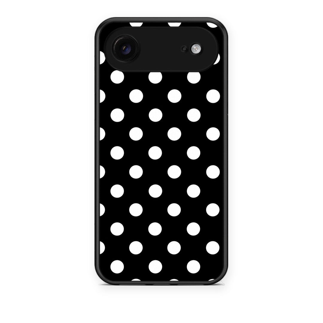 Θήκη iPhone 17 Air White Polka Dots on Black από τη Smartfits με σχέδιο στο πίσω μέρος και μαύρο περίβλημα | iPhone 17 Air White Polka Dots on Black case with colorful back and black bezels