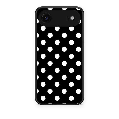 Θήκη iPhone 17 Air White Polka Dots on Black από τη Smartfits με σχέδιο στο πίσω μέρος και μαύρο περίβλημα | iPhone 17 Air White Polka Dots on Black case with colorful back and black bezels