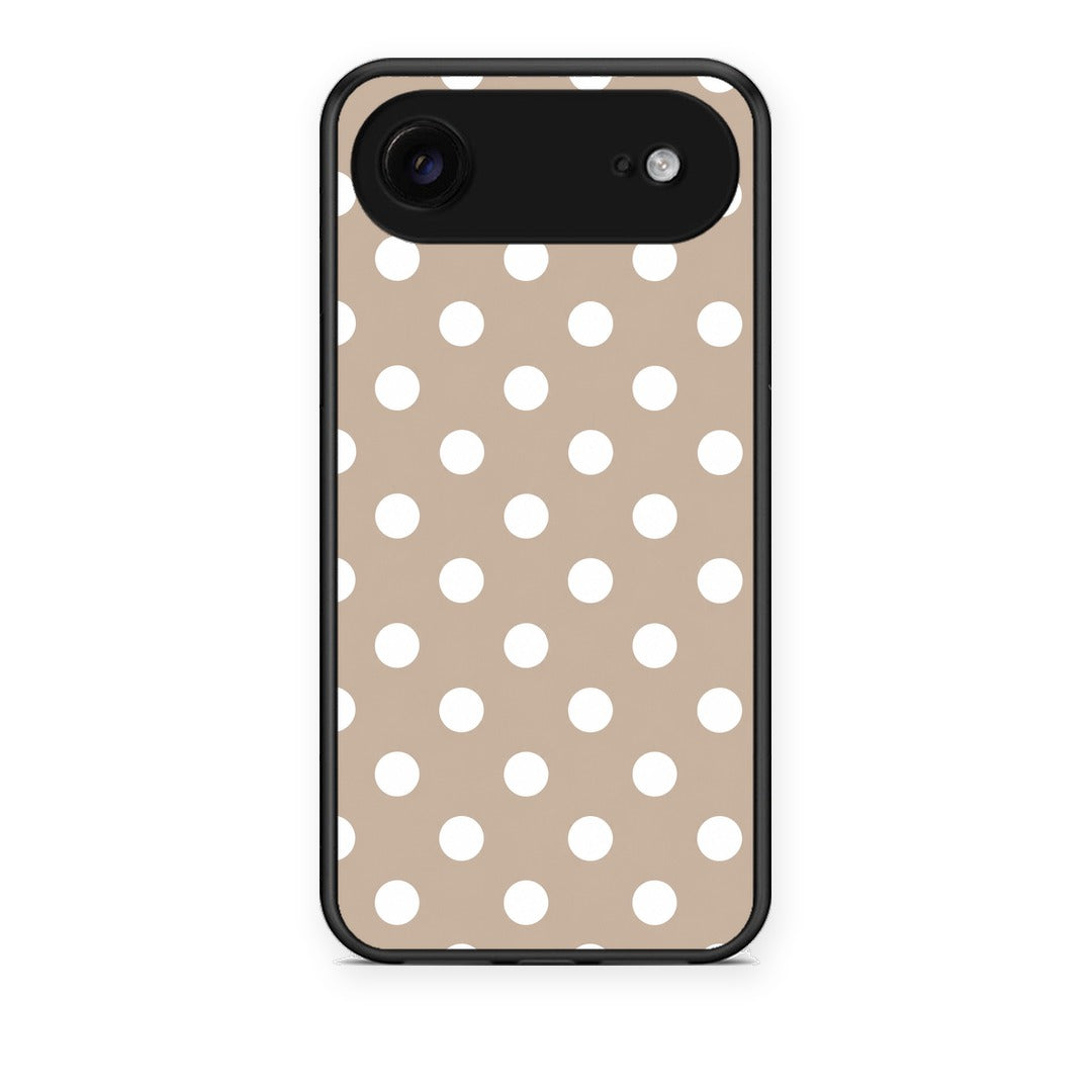 Θήκη iPhone 17 Air White Polka Dots on Taupe από τη Smartfits με σχέδιο στο πίσω μέρος και μαύρο περίβλημα | iPhone 17 Air White Polka Dots on Taupe case with colorful back and black bezels