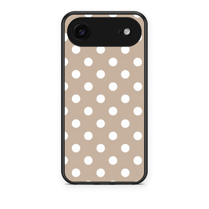Θήκη iPhone 17 Air White Polka Dots on Taupe από τη Smartfits με σχέδιο στο πίσω μέρος και μαύρο περίβλημα | iPhone 17 Air White Polka Dots on Taupe case with colorful back and black bezels