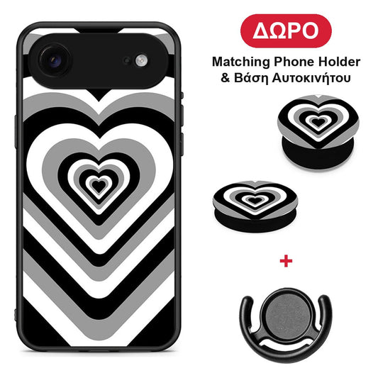 Black Hearts - iPhone 17 Air θήκη + Δώρο Phone Holder & Βάση Αυτοκινήτου