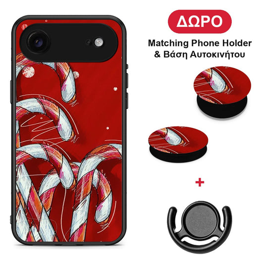 Candy Cane - iPhone 17 Air θήκη + Δώρο Phone Holder & Βάση Αυτοκινήτου