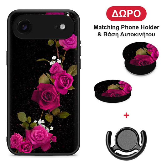 Flower Red Roses - iPhone 17 Air θήκη + Δώρο Phone Holder & Βάση Αυτοκινήτου