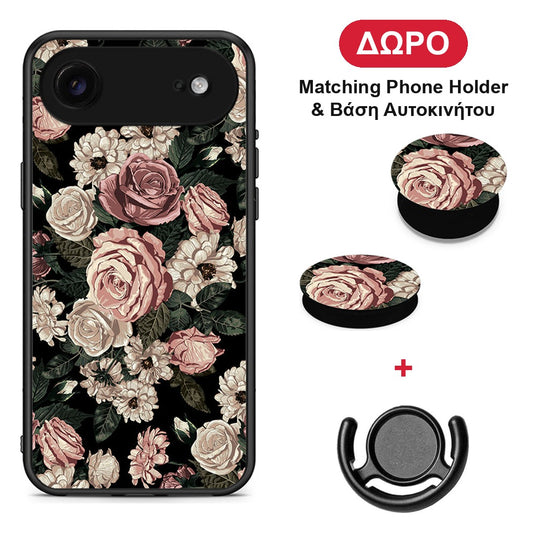 Flower Wild Roses - iPhone 17 Air θήκη + Δώρο Phone Holder & Βάση Αυτοκινήτου