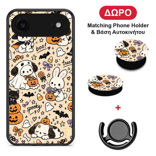 Halloween Puppies and Friends on Cream - iPhone 17 Air θήκη + Δώρο Phone Holder & Βάση Αυτοκινήτου