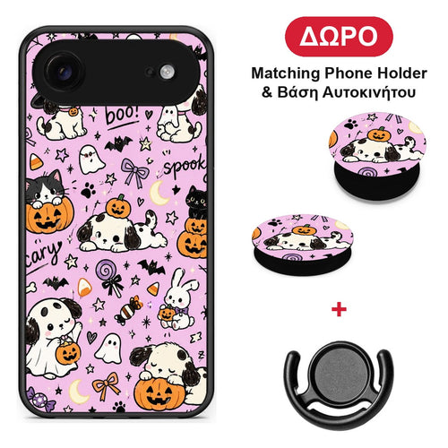 Halloween Puppies and Friends on Lilac - iPhone 17 Air θήκη + Δώρο Phone Holder & Βάση Αυτοκινήτου