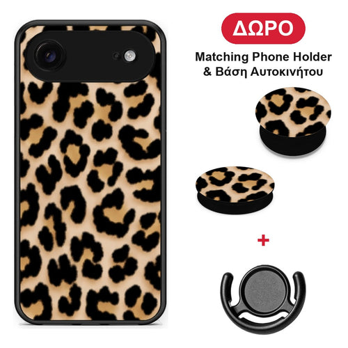Leopard Print Tan Small - iPhone 17 Air θήκη + Δώρο Phone Holder & Βάση Αυτοκινήτου