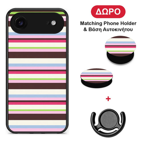 Multicolour Horizontal Stripes - iPhone 17 Air θήκη + Δώρο Phone Holder & Βάση Αυτοκινήτου