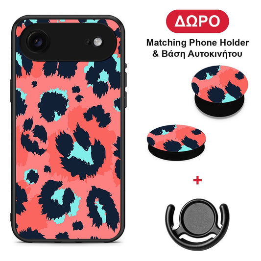 Animal Pink Leopard - iPhone 17 Air θήκη + Δώρο Phone Holder & Βάση Αυτοκινήτου