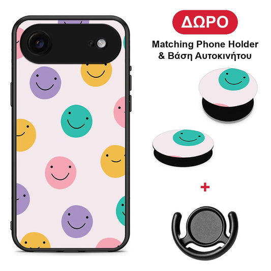 Smiley Faces - iPhone 17 Air θήκη + Δώρο Phone Holder & Βάση Αυτοκινήτου