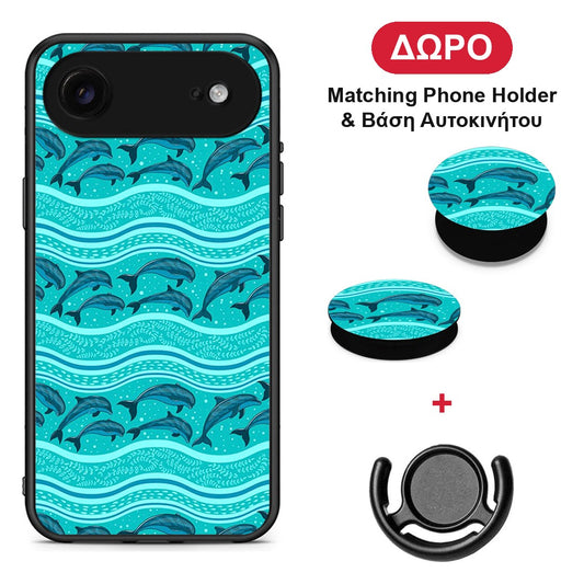 Swimming Dolphins - iPhone 17 Air θήκη + Δώρο Phone Holder & Βάση Αυτοκινήτου