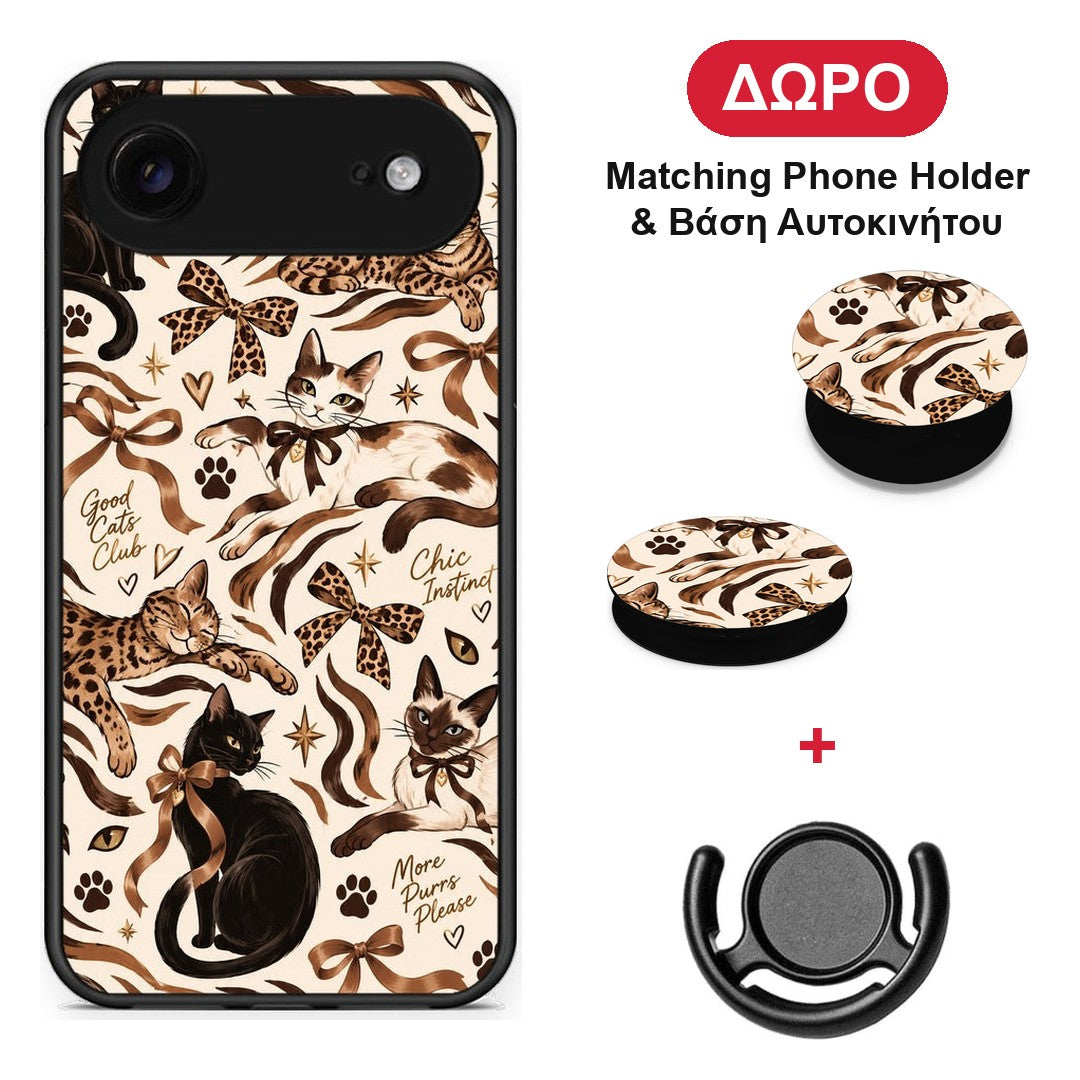 Wild Cats and Animal Print Collage - iPhone 17 Air θήκη + Δώρο Phone Holder & Βάση Αυτοκινήτου