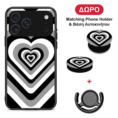 Black Hearts - iPhone 17 Pro θήκη + Δώρο Phone Holder & Βάση Αυτοκινήτου