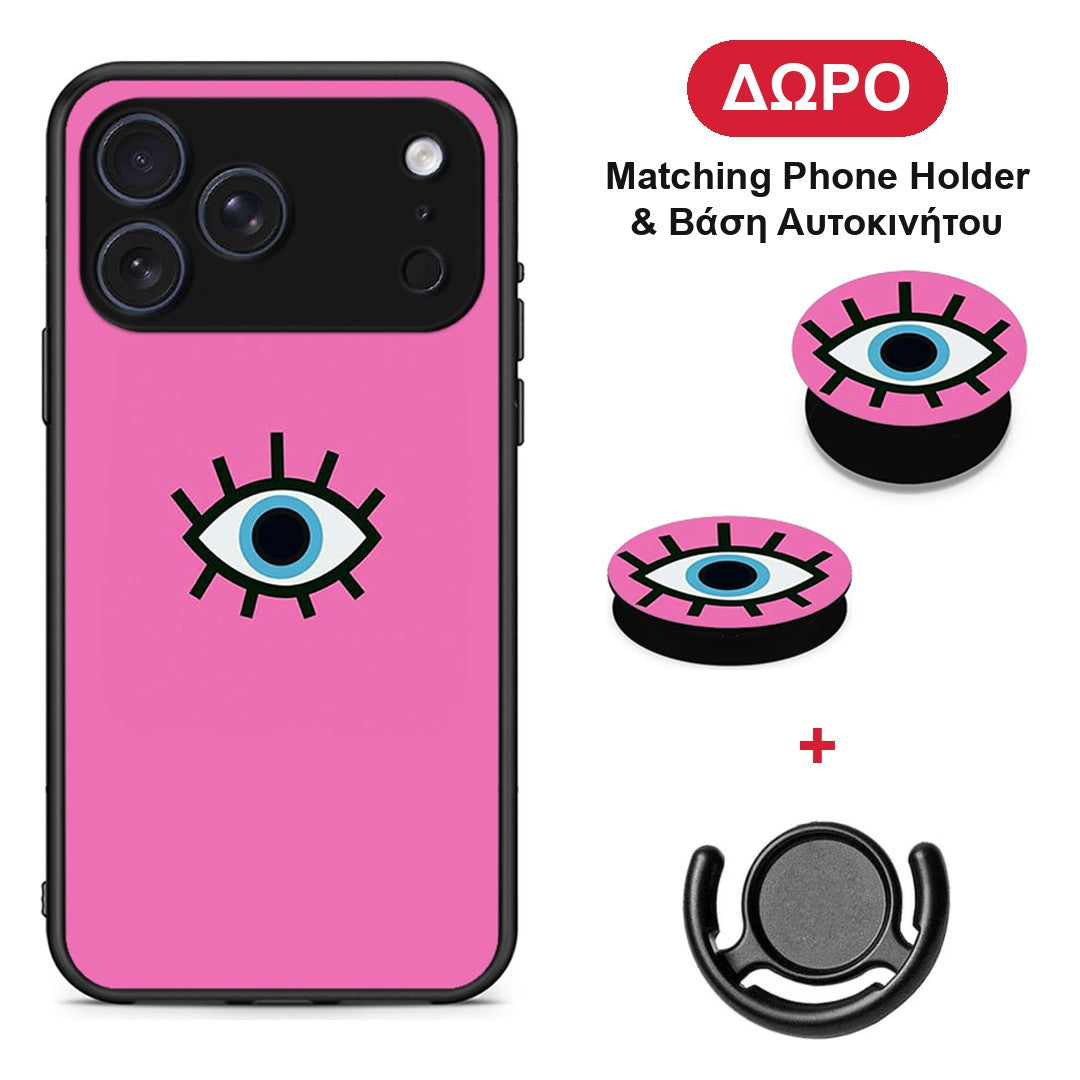 Blue Eye Pink - iPhone 17 Pro θήκη + Δώρο Phone Holder & Βάση Αυτοκινήτου