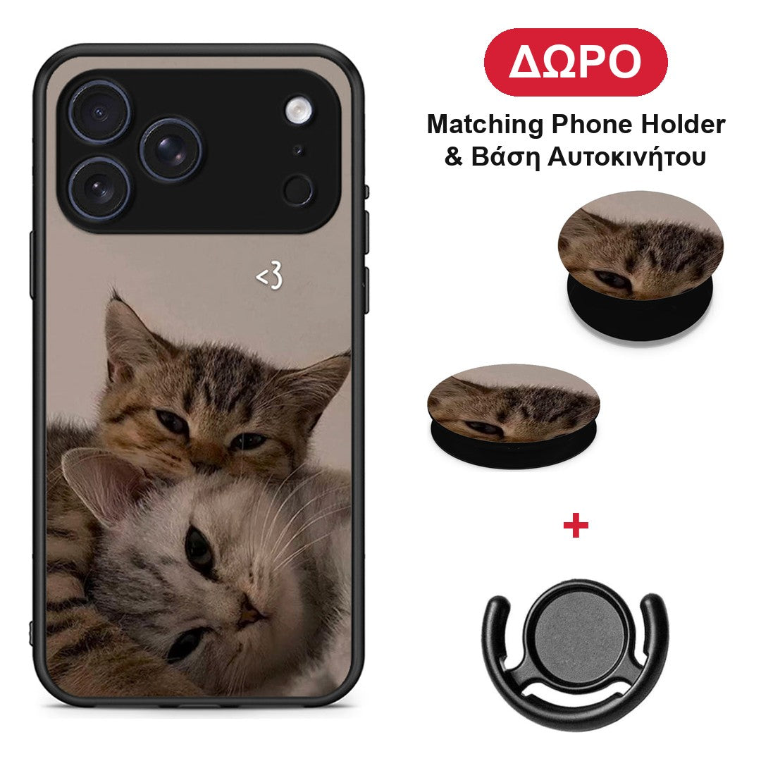 Cats In Love - iPhone 17 Pro θήκη + Δώρο Phone Holder & Βάση Αυτοκινήτου