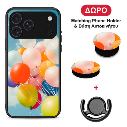 Colorful Balloons - iPhone 17 Pro θήκη + Δώρο Phone Holder & Βάση Αυτοκινήτου