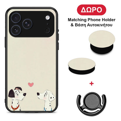 Dalmatians Love - iPhone 17 Pro θήκη + Δώρο Phone Holder & Βάση Αυτοκινήτου