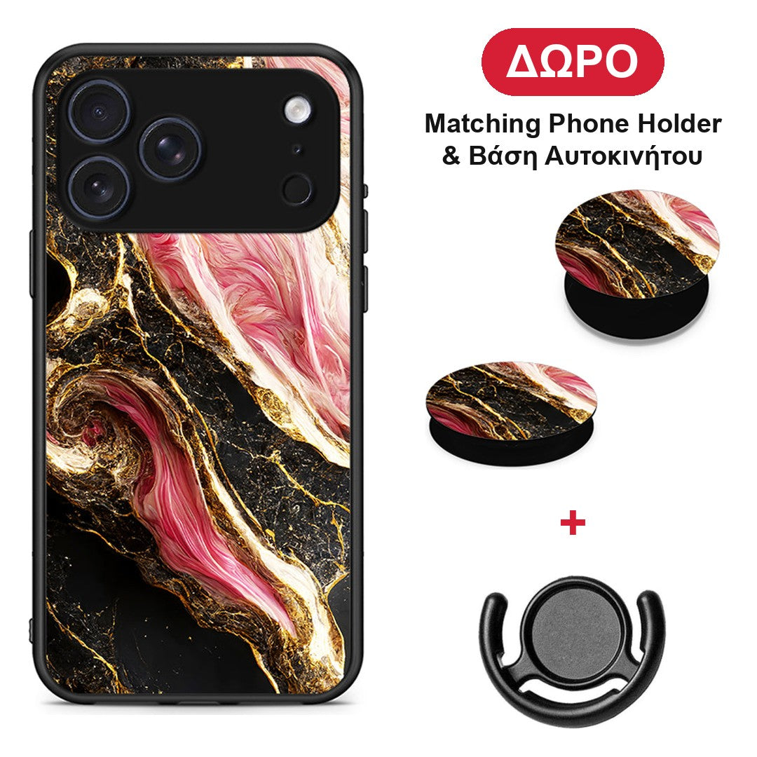 Glamorous Pink Marble - iPhone 17 Pro θήκη + Δώρο Phone Holder & Βάση Αυτοκινήτου