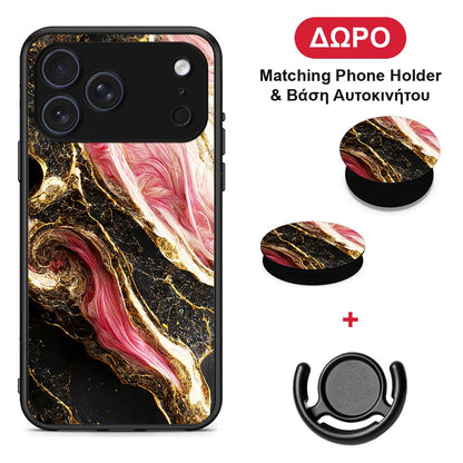 Glamorous Pink Marble - iPhone 17 Pro θήκη + Δώρο Phone Holder & Βάση Αυτοκινήτου