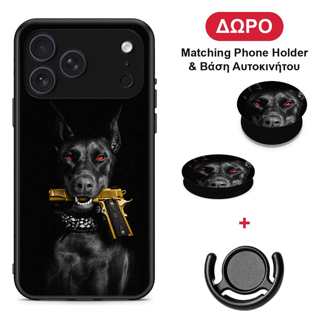 Golden Gun - iPhone 17 Pro θήκη + Δώρο Phone Holder & Βάση Αυτοκινήτου