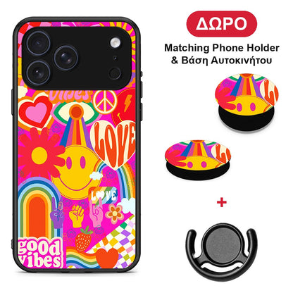 Hippie Love - iPhone 17 Pro θήκη + Δώρο Phone Holder & Βάση Αυτοκινήτου