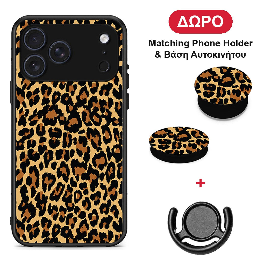 Animal Leopard - iPhone 17 Pro θήκη + Δώρο Phone Holder & Βάση Αυτοκινήτου