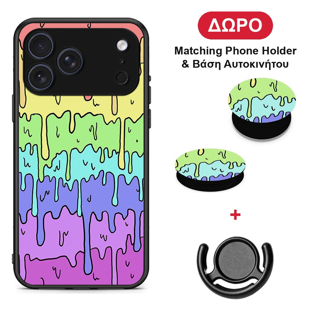 Melting Rainbow - iPhone 17 Pro θήκη + Δώρο Phone Holder & Βάση Αυτοκινήτου