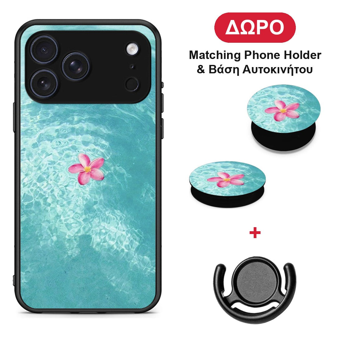 Water Flower - iPhone 17 Pro θήκη + Δώρο Phone Holder & Βάση Αυτοκινήτου