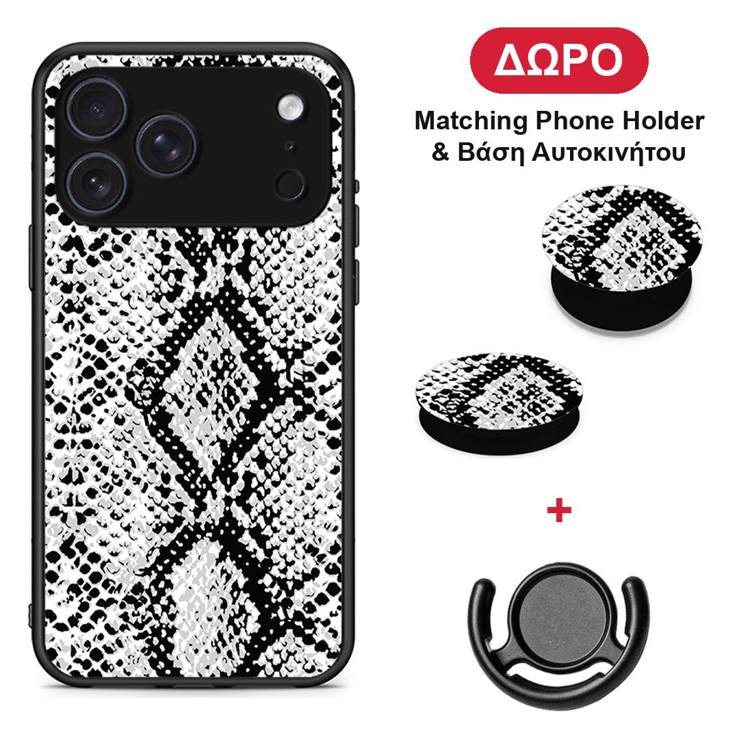 Animal White Snake - iPhone 17 Pro θήκη + Δώρο Phone Holder & Βάση Αυτοκινήτου