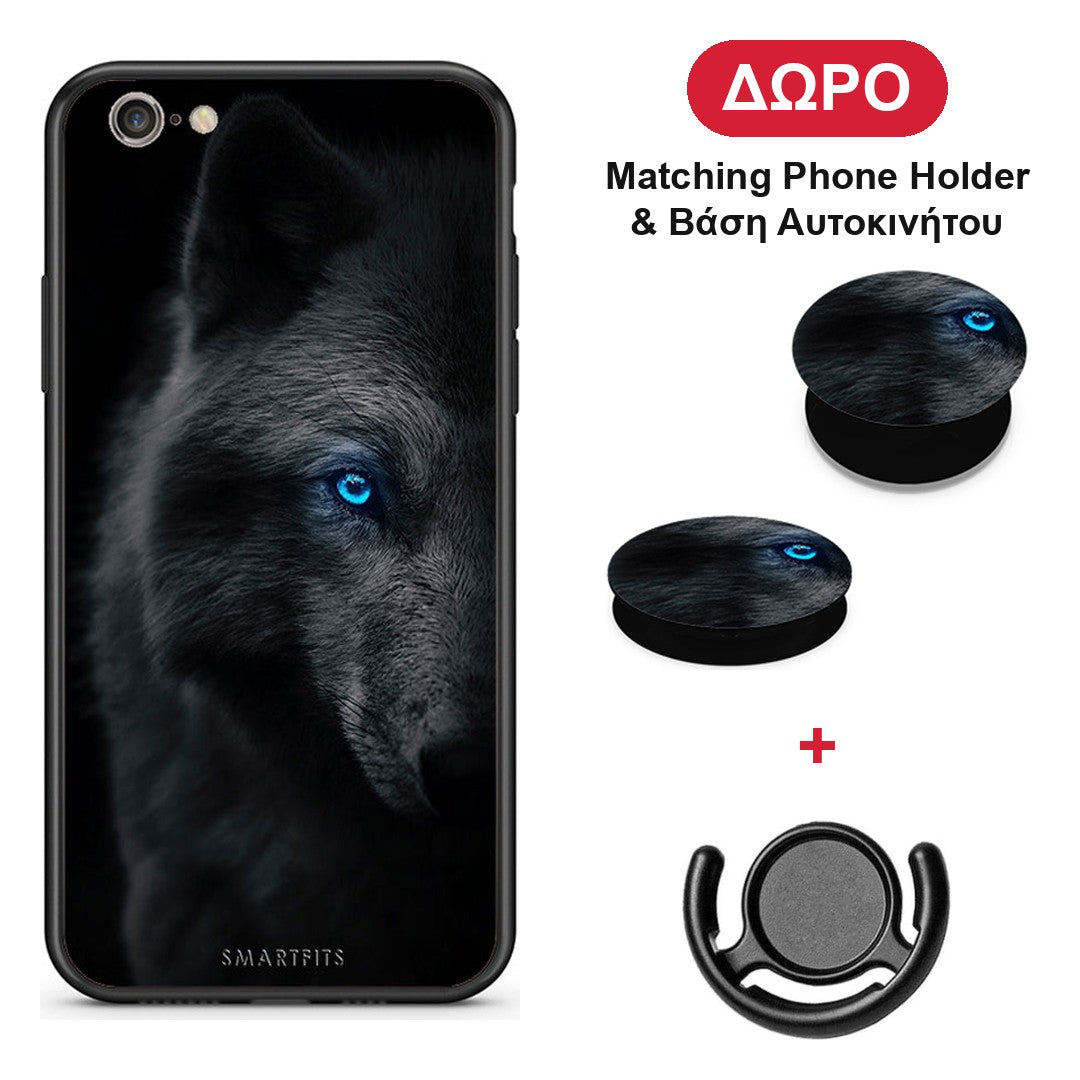 Dark Wolf - iPhone 6 / 6s θήκη + Δώρο Phone Holder & Βάση Αυτοκινήτου