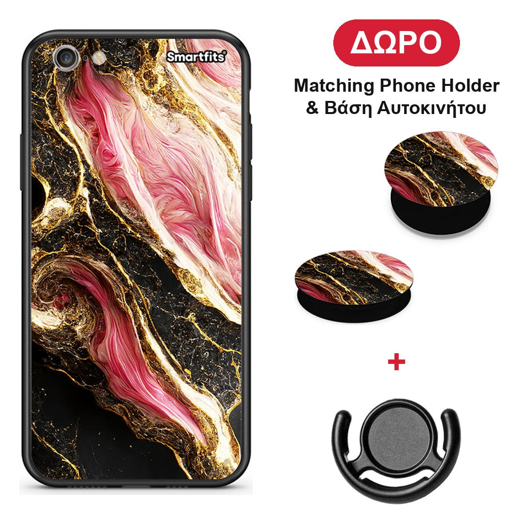 Glamorous Pink Marble - iPhone 6 / 6s θήκη + Δώρο Phone Holder & Βάση Αυτοκινήτου