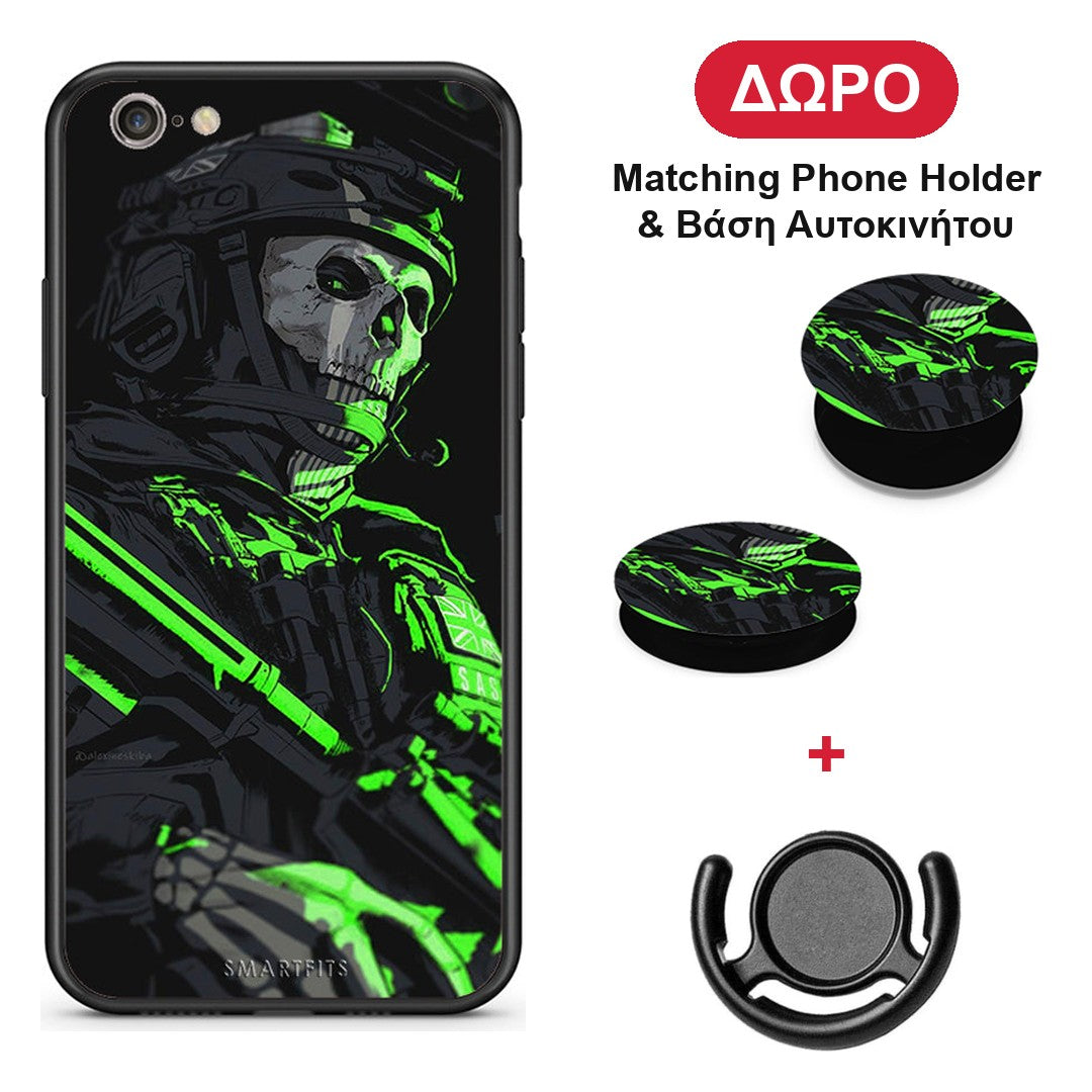 Green Soldier - iPhone 6 / 6s θήκη + Δώρο Phone Holder & Βάση Αυτοκινήτου