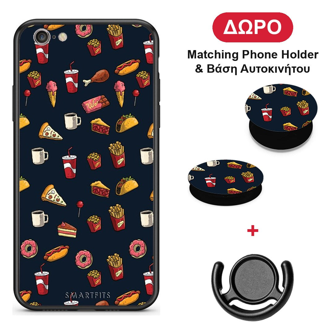 Random Hungry - iPhone 6 / 6s θήκη + Δώρο Phone Holder & Βάση Αυτοκινήτου