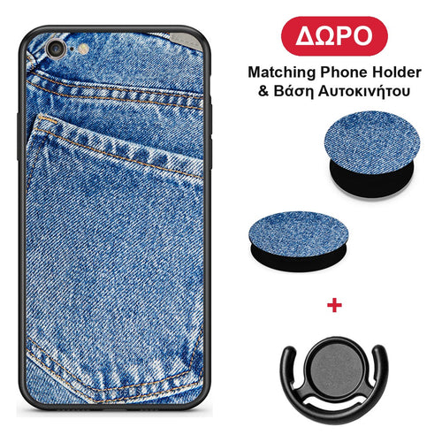 Jeans Pocket - iPhone 6 / 6s θήκη + Δώρο Phone Holder & Βάση Αυτοκινήτου